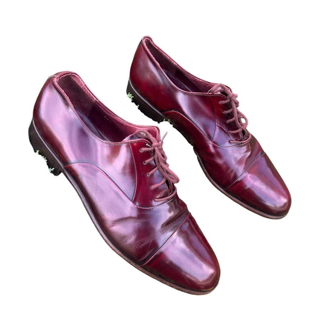 Mario Bruni Men's Italian Leather Oxford Shoes Size 9.5W Burgundy